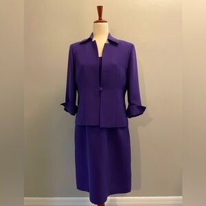Two piece sleeveless dress with jacket - purple size 8.